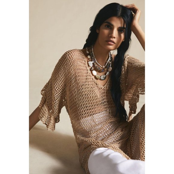 Anthropologie Anna K Gold Mesh Layer - Picture 1 of 11